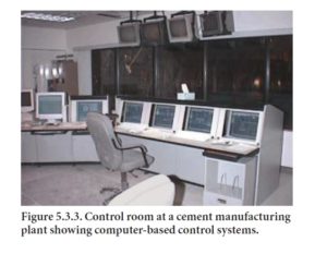 Figure 5.3.3. Control room at a cement manufacturing plant showing computer-based control systems.